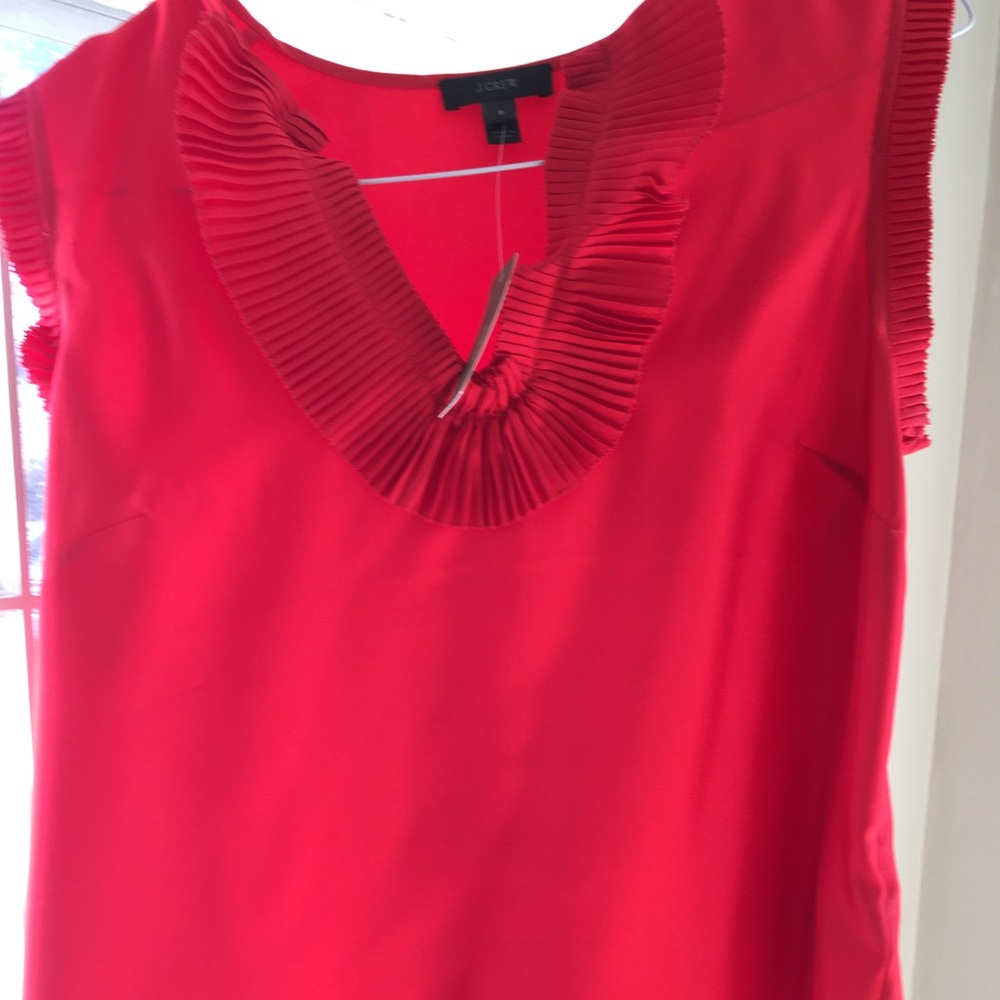 Jcrew red ruffle sleeveless shirt sz. 8 NWT